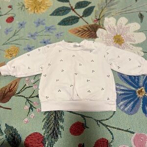 H&M Cream Sweatshirt with Black Floral Design